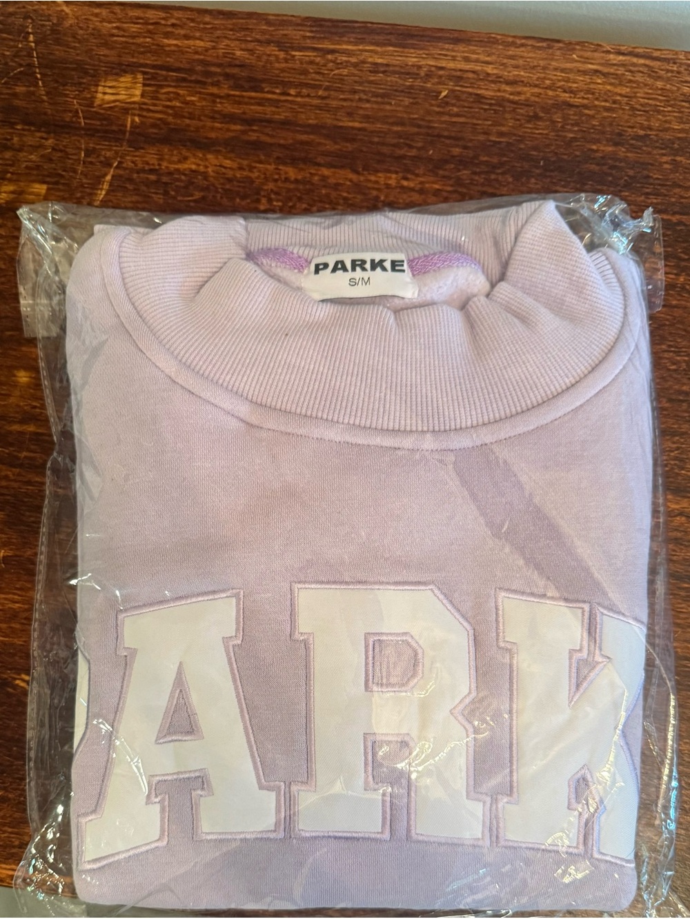Parke Lavender Mock Turtleneck Sweatshirt with Varsity Applique